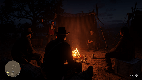 Dutch giving one of his speeches around the campfire.